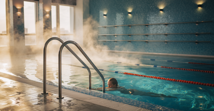 Firefly_A warm, inviting photograph of a specialized rehabilitation hydrotherapy pool in a me 286022